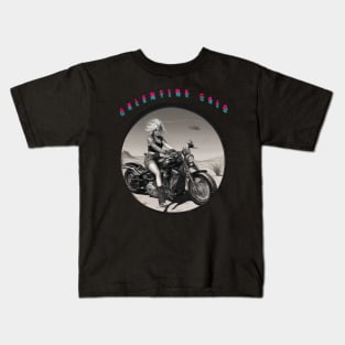 Galentines gal on a motorcycle Kids T-Shirt